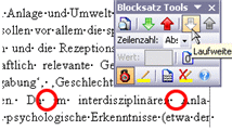 Beispiel fr Einsatz der Blocksatz Tools