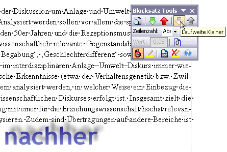 nach Konvertierung mit Blocksatz Tools