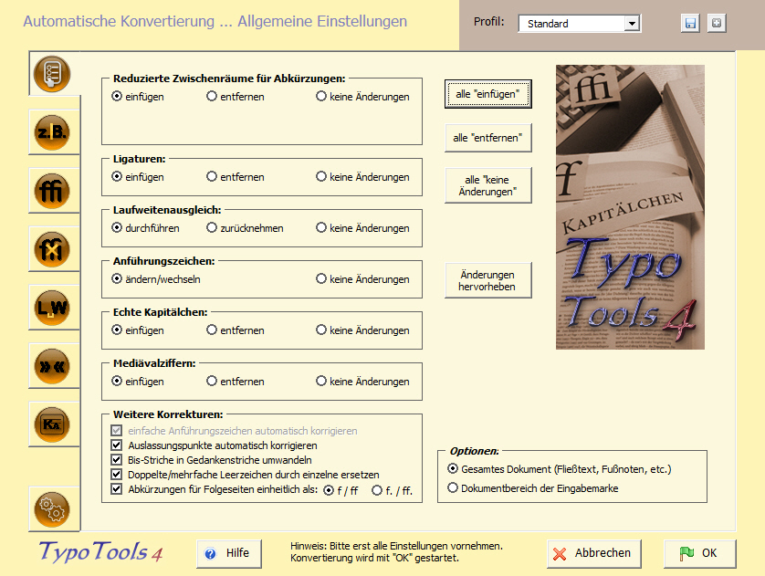 Screenshot vom Programm: TypoTools